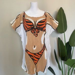 ESY novelty tiger swimsuit cover up tshirt dress